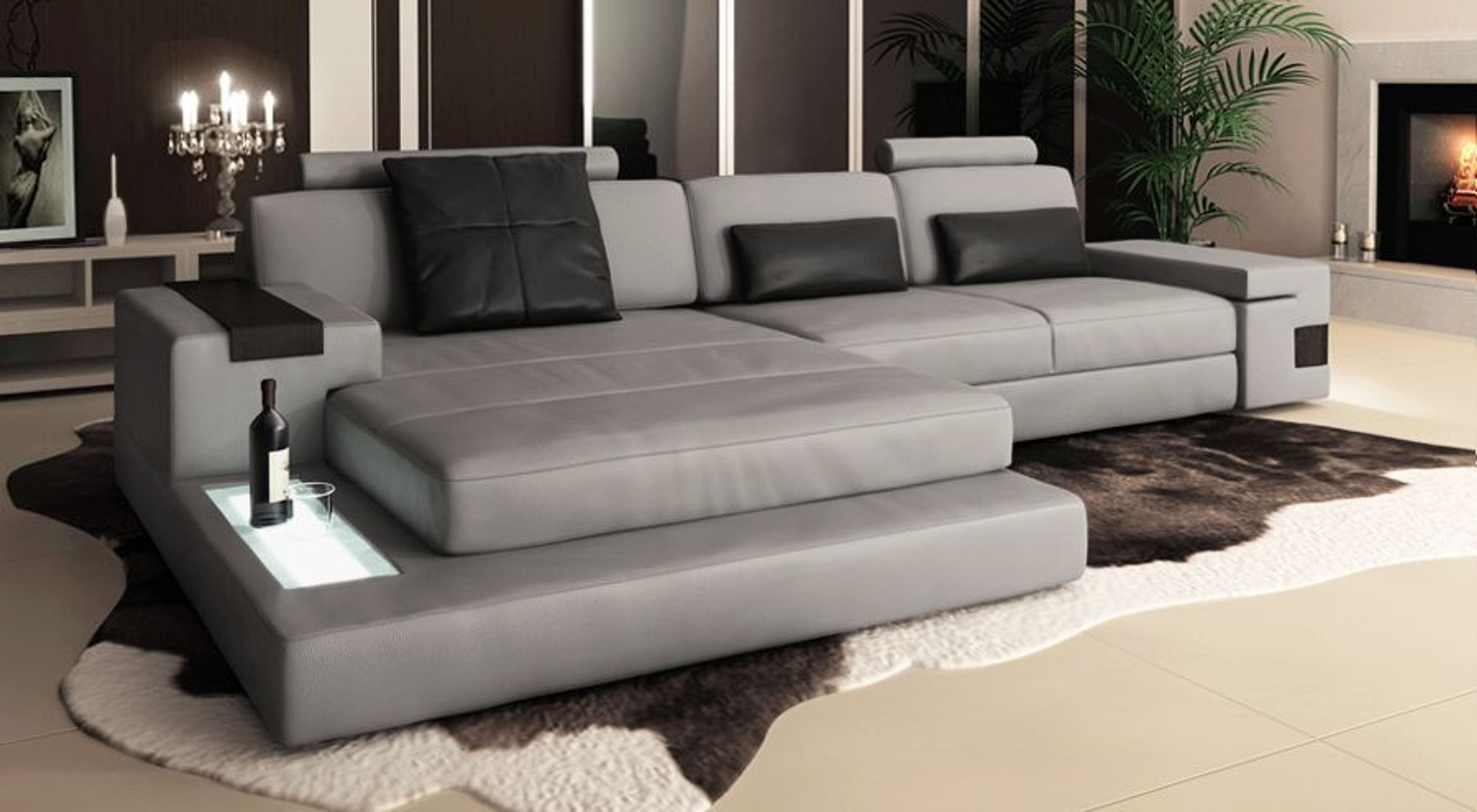 Ledersofa Wohnlandschaft Leder Design Sofa Couch L-Form ...