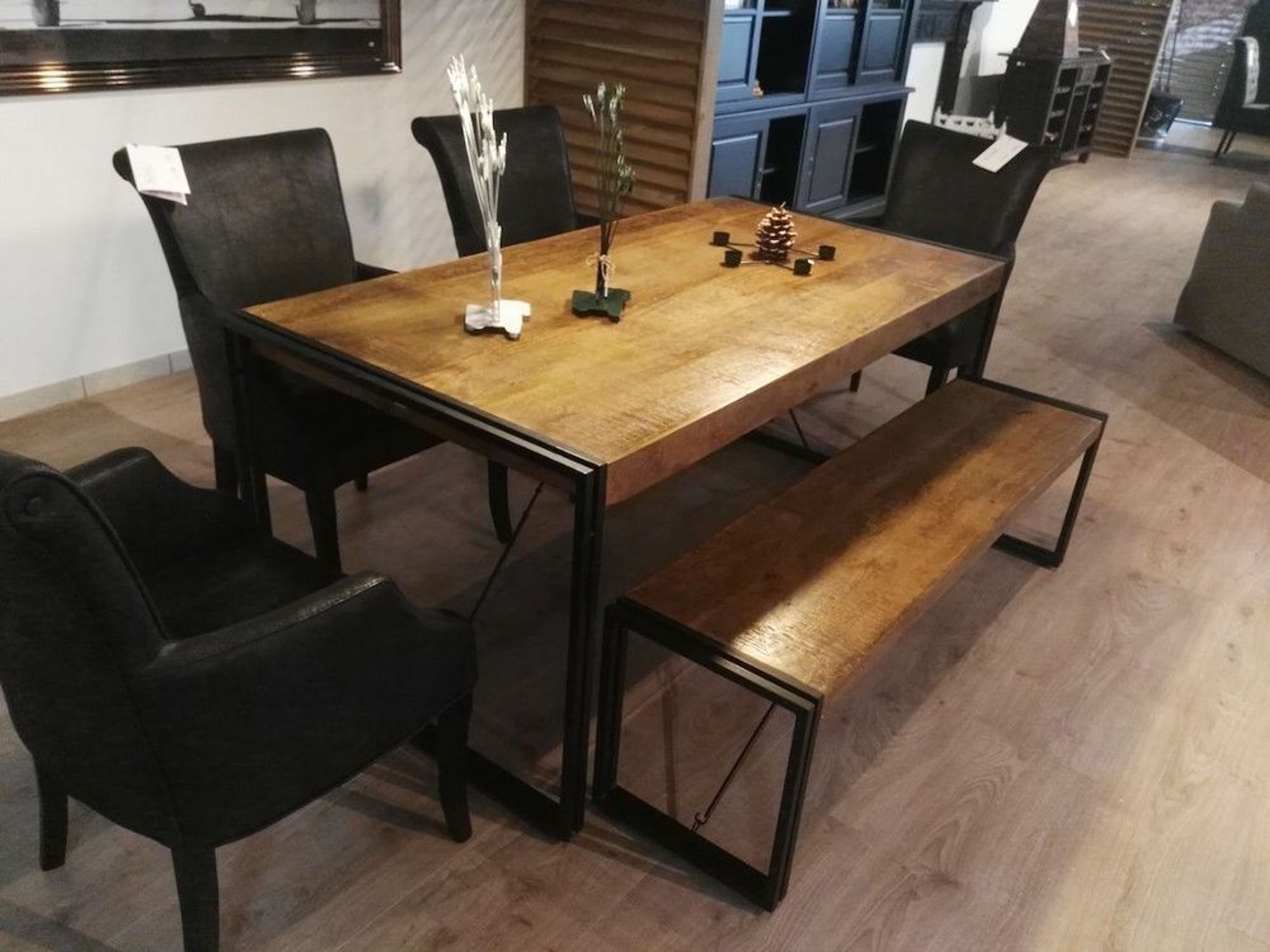 Esstisch Tisch 180x90 Massiv Holz Mango Metall Design ...