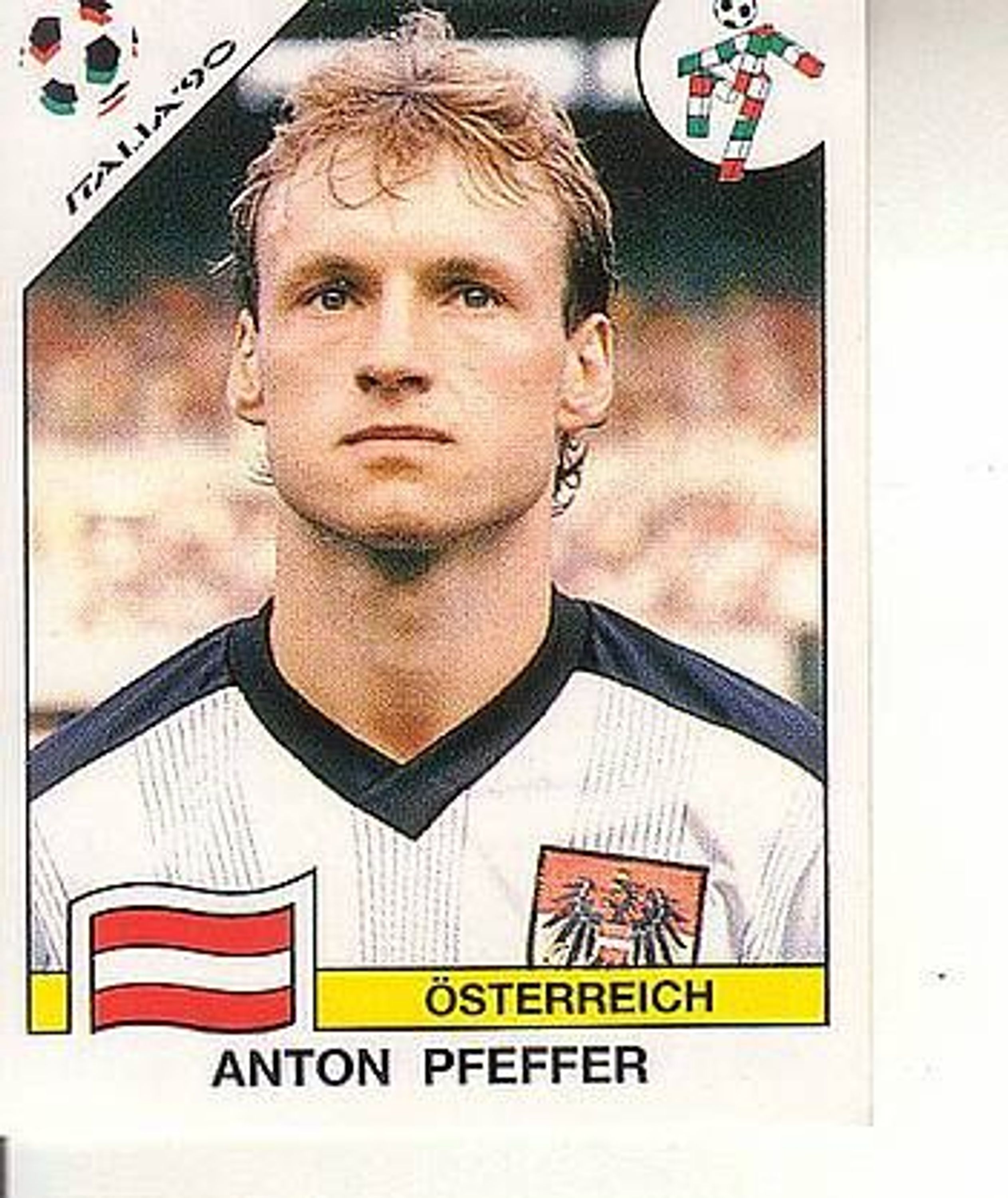 Panini Fussball WM Italien 1990 <b>Anton Pfeffer</b> Österreich Nr 64 gebraucht ... - 33298181