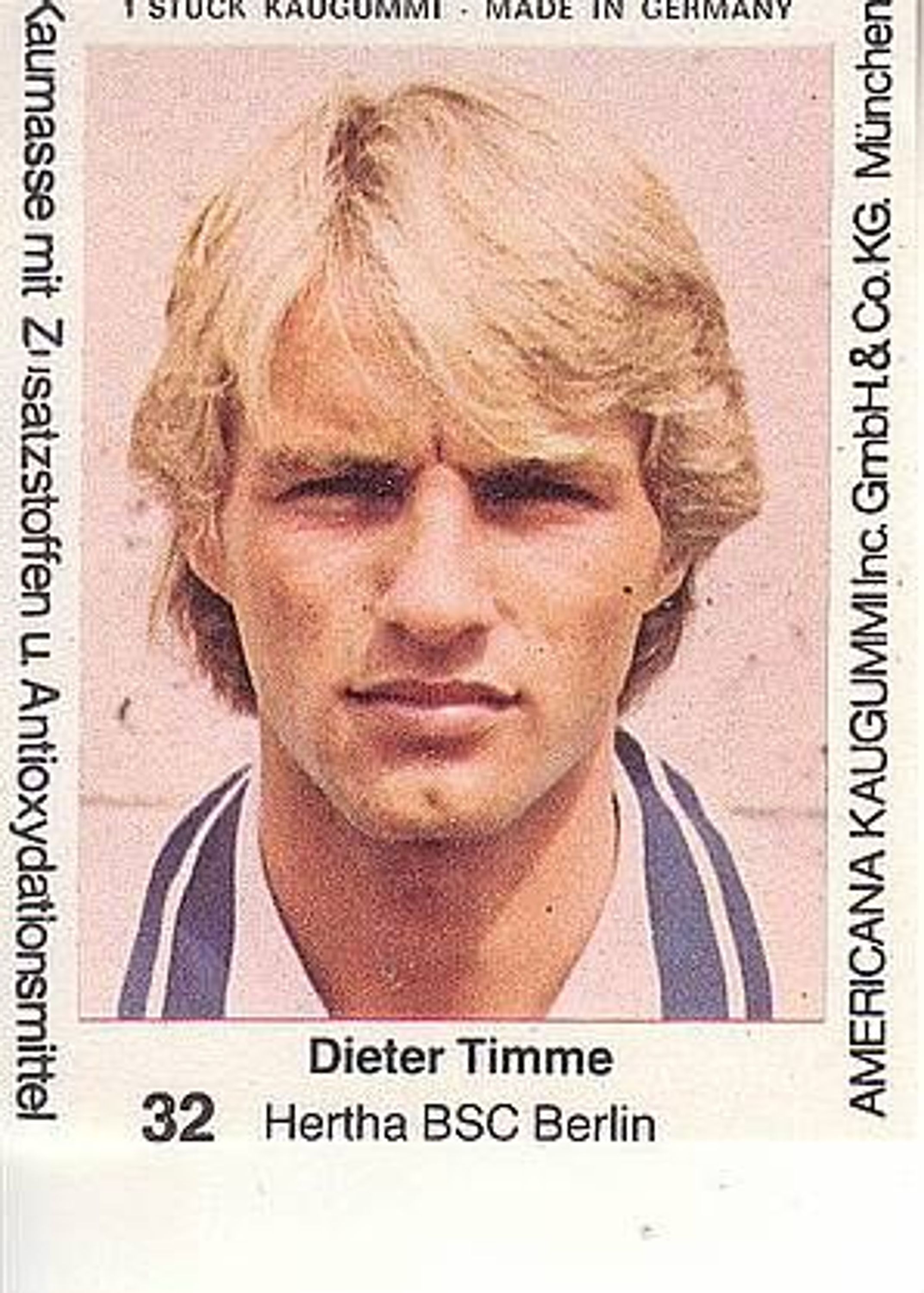 Americana Fußball Bundesliga Stars 1980 Dieter Timme Hertha BSC Berlin Nr 32 ...